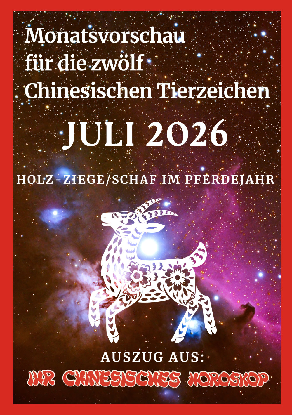 Chinesisches Horoskop 2026 - Ziege/Schaf